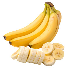 Ripe Yellow Bananas: Fresh Fruit Bunch and Slices, Perfect for Recipes and Diets