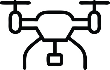 Drone silhouette with four propellers quadcopter aerial vehicle