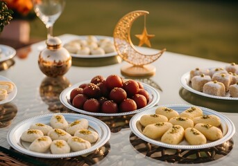 Rich display of sweets like gulab jamun, rasmalai, and sandesh in festive plates