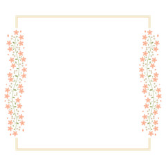 Yellow Peach Square Frame With Cherry Blossoms