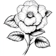 Fototapeta premium Elegant monochrome flower illustration
