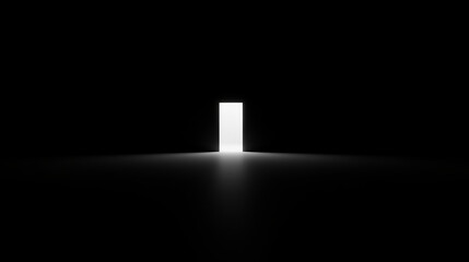 A Single Door Ajar, Casting a Luminous Path Through Absolute Darkness