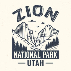 Zion National Park, Utah - Adventure t-shirt design for tourism