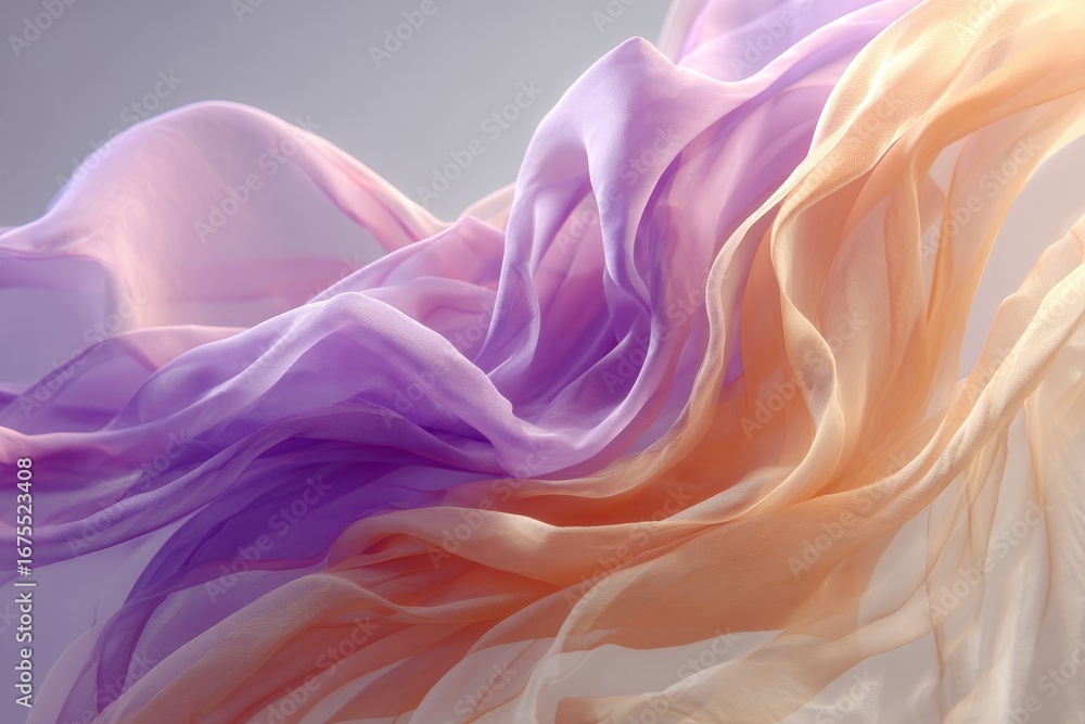 Poster dreamy fabric waves in soft pastel colors gentle fluidity and translucent layers create an ethereal 