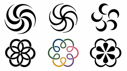 Vector set of abstract symbols and icons for design with patterns and decorative elements