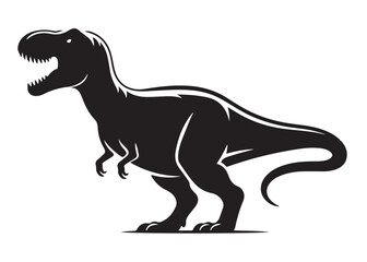 dinosaur logo silhouette vector, dinosaur logo vector silhouette illustration, tyrannosaurus rex silhouette logo vector, powerful predator dinosaur logo silhouette vector on white background.