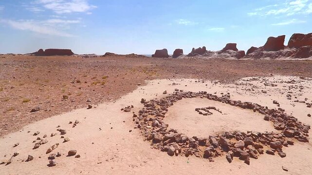 Ruins of Ayaz Kala (Wind fortress) complex on the background of the Kyzylkum Desert, Khiva, Uzbekistan