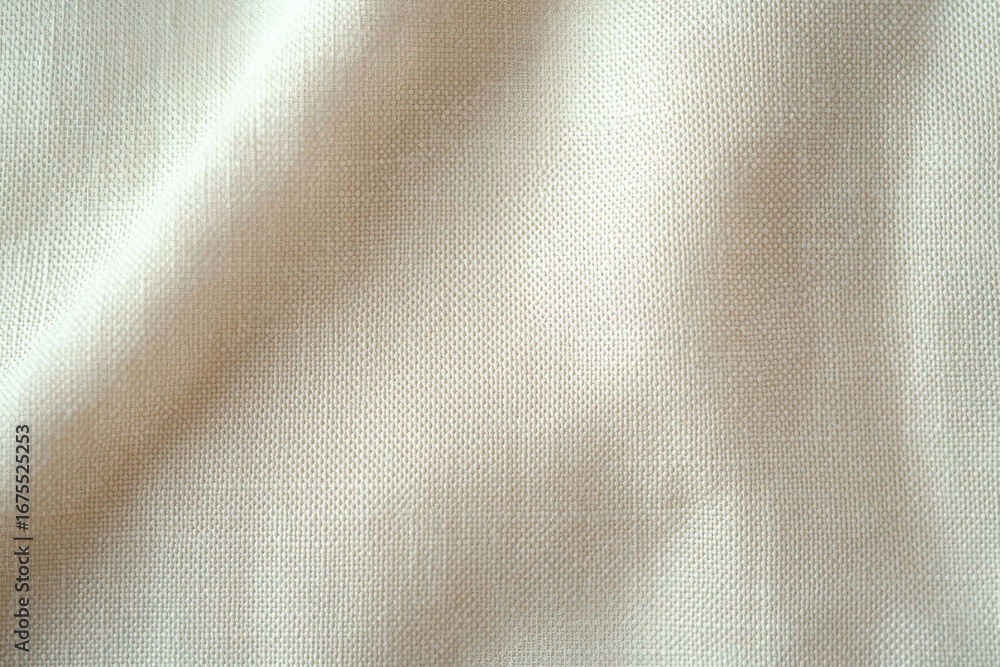 Aufkleber close-up of soft beige fabric with visible weave texture and gentle folds creating a calm and neutra