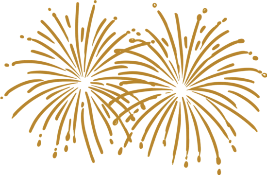 Two Golden Fireworks Burst on Black Background - Powered by Adobe