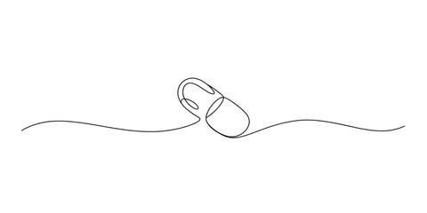 Obraz premium Continuous one line drawing of a capsule vector illustration