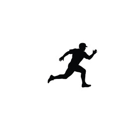 Runner baseball player silhouette running