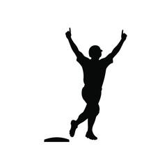 Baseball player celebrating victory silhouette celebration