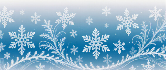 Winter wonderland with delicate snowflakes and swirls