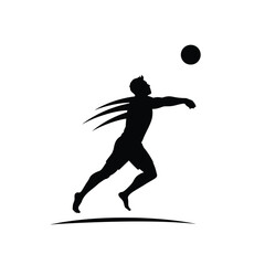 Volleyball player spiking ball sport action