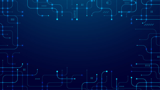 Abstract tech background with circuit patterns and digital data lines creating a futuristic network design for AI presentations and technology concepts.