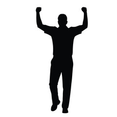Man arms raised celebrating victory black silhouette