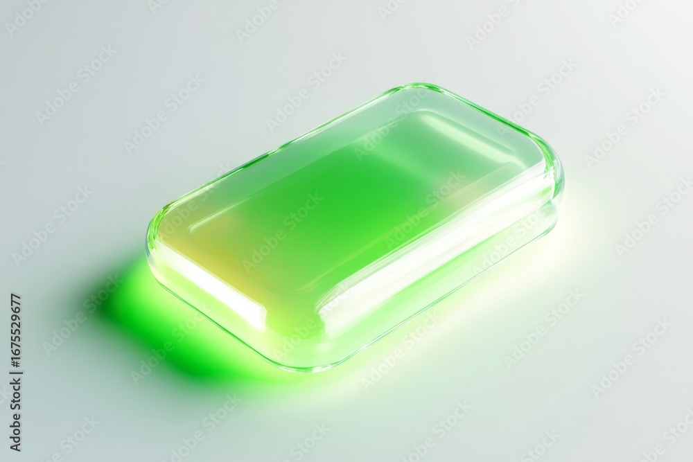 Aufkleber glowing green 3d button with pulsing light effect for ui design