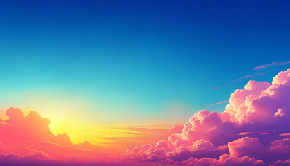 Vibrant Sunset Sky Colorful Clouds and Golden Horizon