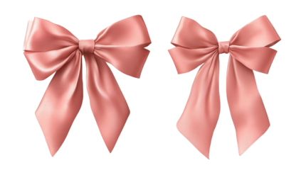 Two Pink Satin Bows on Transparent Background