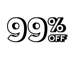 Discount banner with bold white text 99% OFF on transparent background. Perfect for online store promotions, flash sales, clearance events, e-commerce marketing campaigns, and special offers