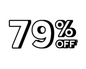Discount banner with bold white text 79% OFF on transparent background. Perfect for online store promotions, flash sales, clearance events, e-commerce marketing campaigns, and special offers