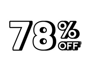 Discount banner with bold white text 78% OFF on transparent background. Perfect for online store promotions, flash sales, clearance events, e-commerce marketing campaigns, and special offers