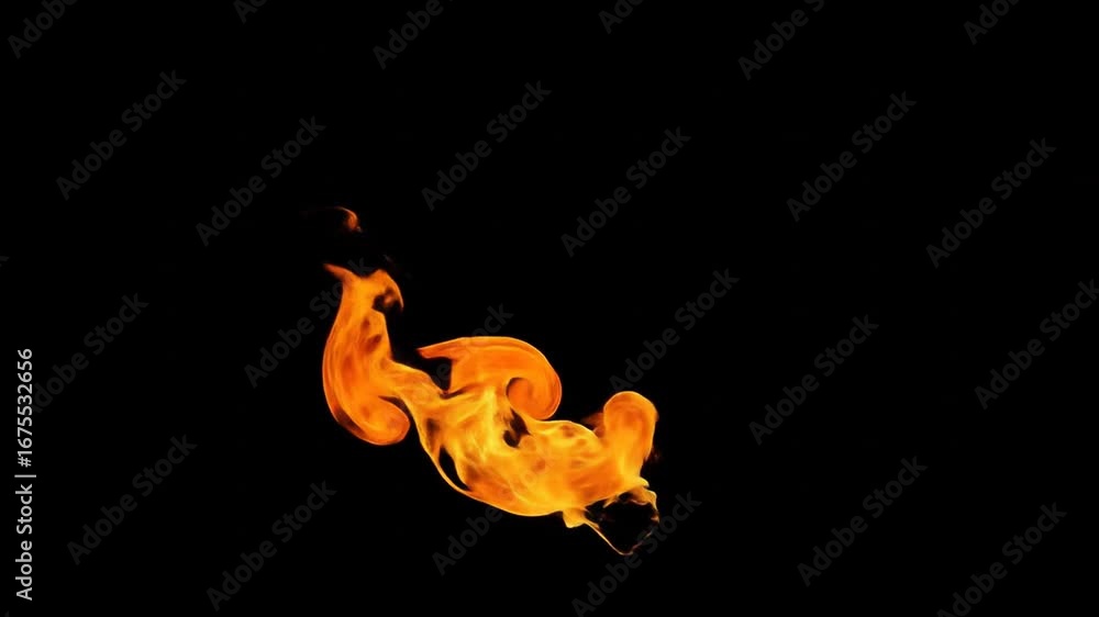 Poster dynamic isolated flames with intense orange and yellow flickering against a black background generat