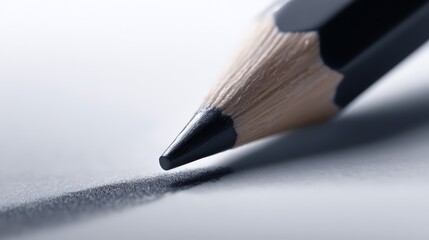 Close-up of a sharpened pencil creating a dark line on white paper.