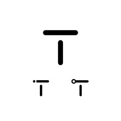 Technical logo Letter T, digital cyber space alphabet font, set of three different symbols