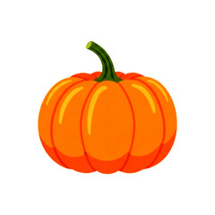 Ripe orange pumpkin with green stem harvest season symbol transparent background
