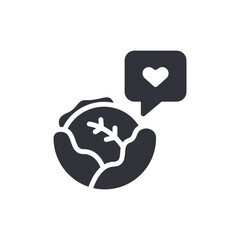 Cabbage With Heart Speech Bubble Symbolizing Affection For Healthy Eating Habits