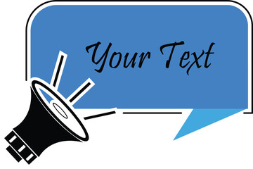 Creative vector design of a megaphone with speech bubble, perfect for marketing, announcement, promotion, social media post, and communication related projects.
