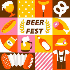 Abstract minimalist flat geometric pattern background design on Oktoberfest vector illustration.