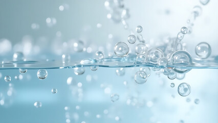 A microscopic image showing carbon dioxide molecules in a shell as a colorless, non-flammable gas dissolved in water. 