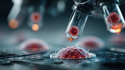 Microscopic view of cellular research and laboratory analysis close up view