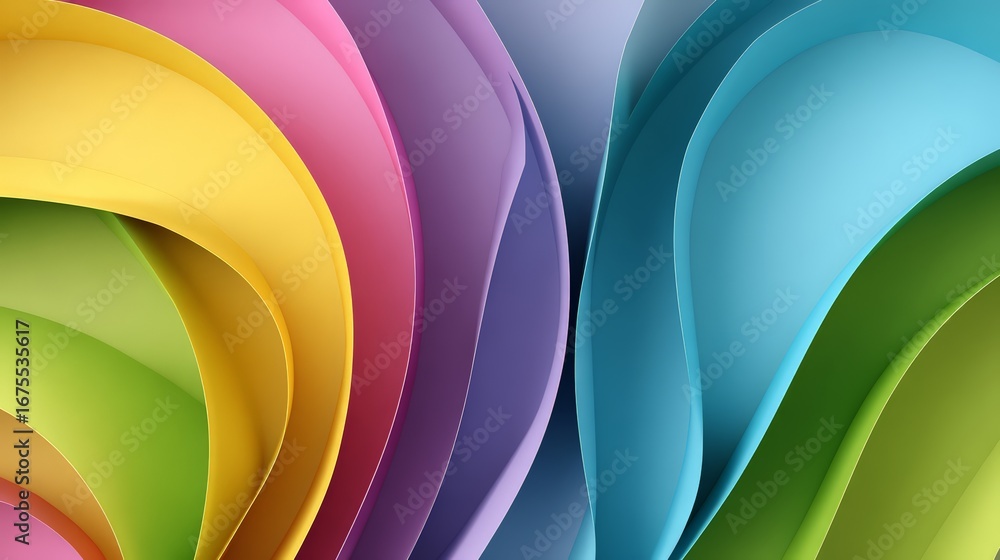 Aufkleber vibrant and colorful abstract waves in smooth layers creating a mesmerizing visual flow.
