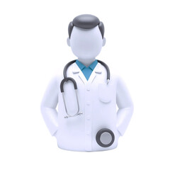 healthcare professional doctor icon in white coat with stethoscope standing confidently with folded arms
