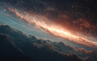 Fototapeta premium Vibrant and colorful sky full of stars with dense interstellar dust and stunning gradient lighting