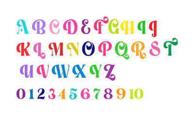 Colorful Crayon Drawn Alphabet and Numbers Vector Illustration – Hand Drawn Textured Letters, Digits, and Symbols Set, easily editable and scalable.