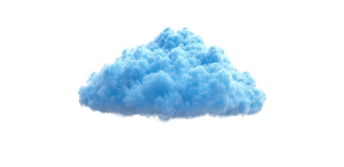 Fluffy Blue Cloud Isolated on Transparent Background
