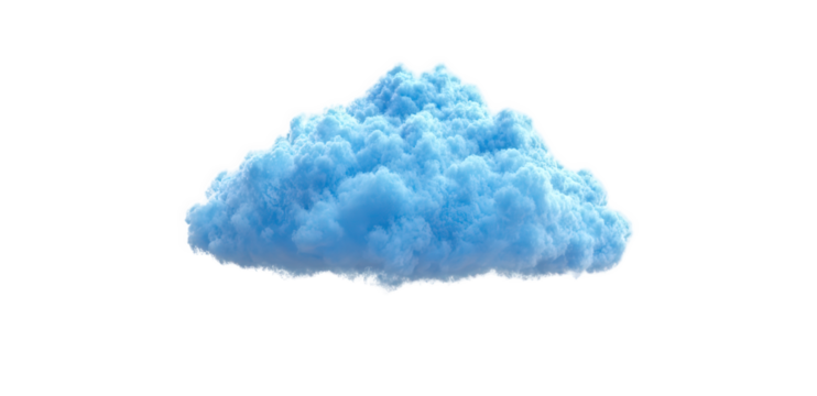 Fluffy Blue Cloud Isolated on Transparent Background