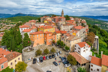 Aerial view of the Labin old town, Istria peninsula, Croatia