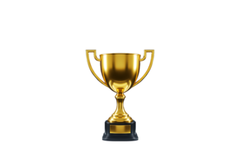 Golden trophy isolated on transparent background is a symbol of victory