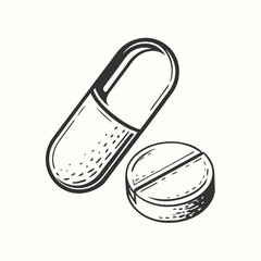 Isolated medicine capsule on a clean white backdrop