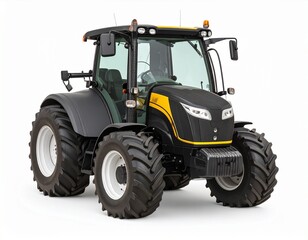 Obraz premium Modern Black and Yellow Farm Tractor on white background 