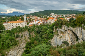 Aerial view of the historical center of Pazin town, Istria peninsula, Croatia