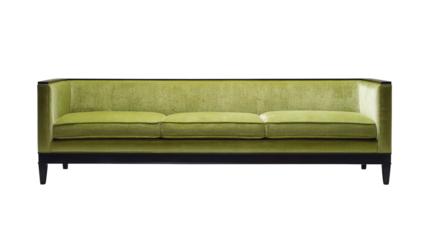 Green and Yellow Patterned Sofa on Dark Wood Legs