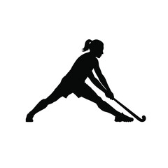 Fototapeta premium Female hockey player silhouette sport athletic