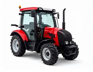 Fototapeta premium Modern Black and red Farm Tractor on white background 