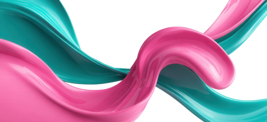 Abstract Pink and Teal Liquid Swirls on Black Background